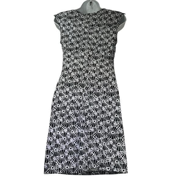 Byer too! Sleeveless Black White Geometric Print Cowl Neck Sheath Dress Size S - Picture 2 of 5